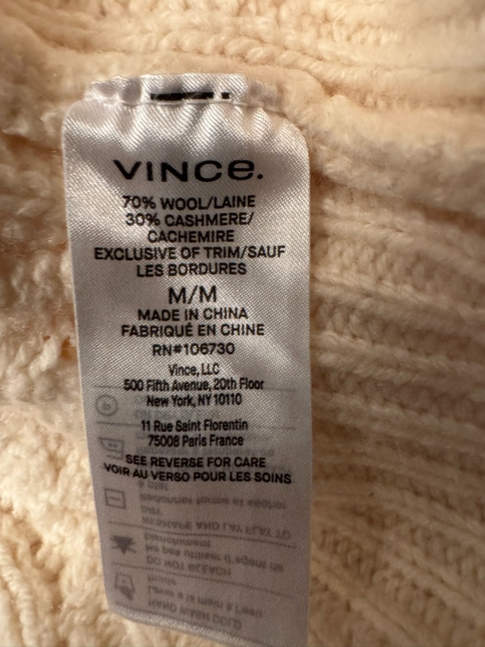 Vince Triple Braid Cable Wool & Cashmere Cardigan Women’s Cream Size Medium - Picture 14 of 14